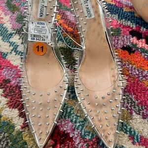 Steve Madden clear with silver studs heels sz 11 brand new